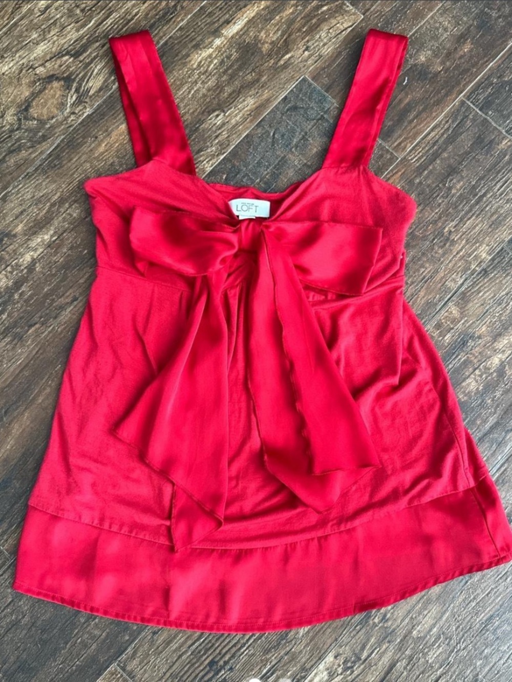 LOFT Red Tie-Front Camisole Tank